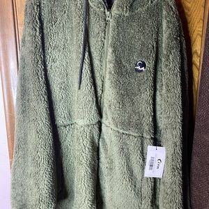 Zyia Olive Teddy Hooded Jacket NWT XXXL